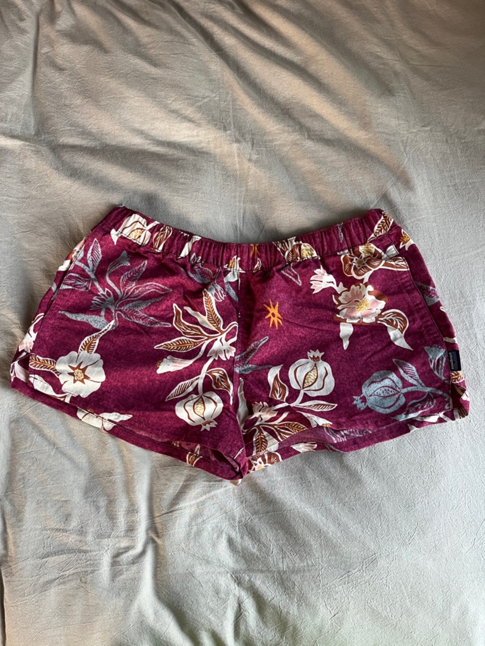 Patagonia Women's Floral Athletic Shorts in Plum